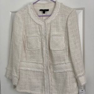 Lafayette 148 New York White Cotton Blazer, Size 10, New With Tags